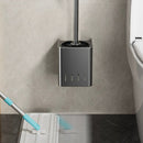 Escova Sanitária com Suporte de Parede – Design Inoxidável para Limpeza de Banheiro