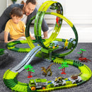 Pista Elétrica Infantil com Dinossauros – Brinquedo Educativo de Montar com Carros, Loopings e Acessórios Interativos