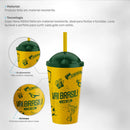 Copo Vai Brasil 550ml Plástico RESISTENTE Hexa Com Tampa E Canudo Kit 12pçs PREMIUM Copa do Mundo